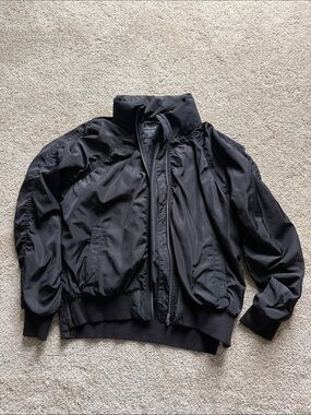 Athleta Black Zip-Up Bomber Jacket